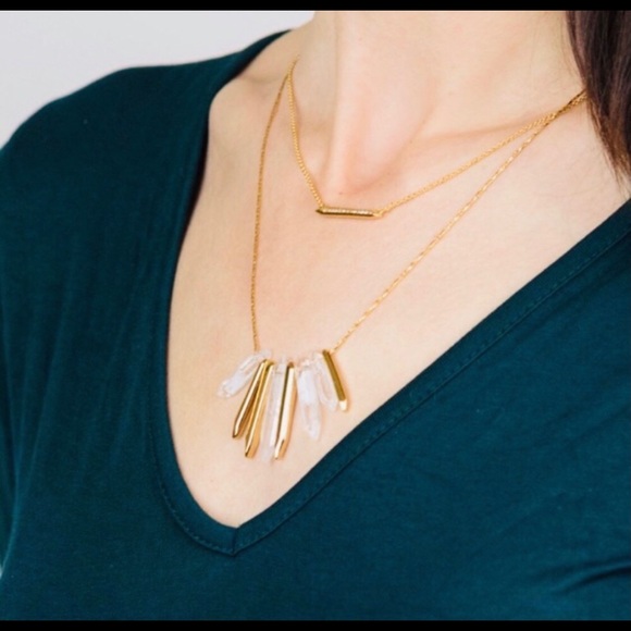 :: S&D Gold&Quartz Crystal Rebel Cluster Necklace - Picture 3 of 3